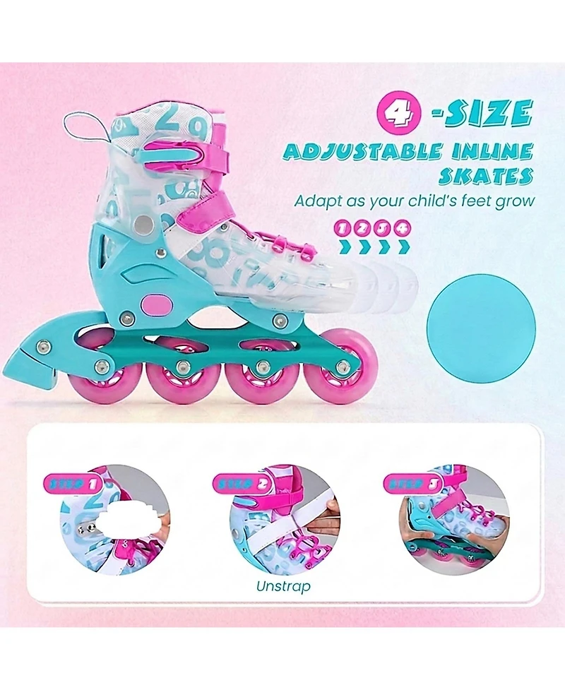 Sugift Kids Inline Skates with Light Up Wheels for Beginners Ages 9-14 Expandable Fit