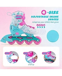 Sugift Kids Inline Skates with Light Up Wheels for Beginners Ages 9-14 Expandable Fit