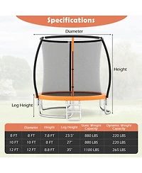 Sugift 8feet Heavy-Duty Recreational Outdoor Trampoline