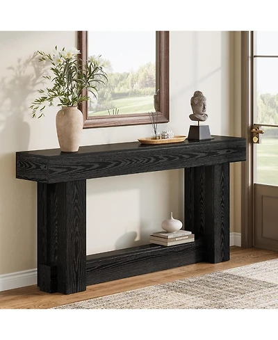 Tribesigns 160cm Narrow Console Table, Rustic Industrial Sofa Table with Wood Grain, for Behind Couch, Hallway, Entrance Hall, Easy Assembly