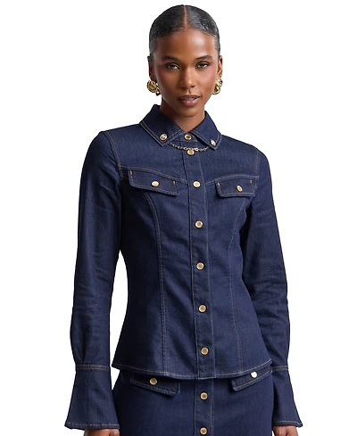 Avec Les Filles Button-Front Collared Top