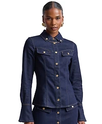 Avec Les Filles Button-Front Collared Top