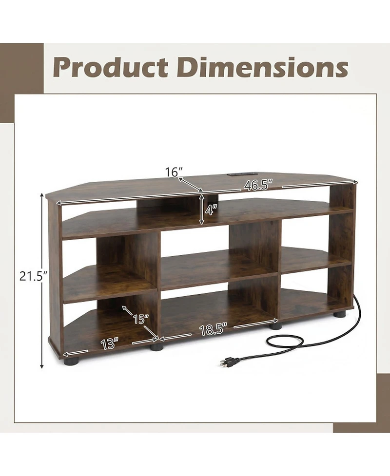 Sugift Corner Tv Stand for TVs up to 55 in with Charging Station and Space-Saving Design