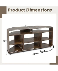 Sugift Corner Tv Stand for TVs up to 55 in with Charging Station and Space-Saving Design
