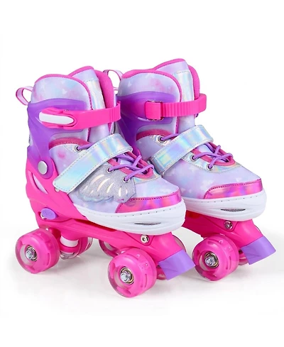 Sugift Kids Roller Skates for Toddlers Ages 7-9 with 4 Light Up Wheels