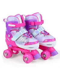 Sugift Kids Roller Skates for Toddlers Ages 7-9 with 4 Light Up Wheels
