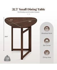 Sugift Foldable Triangular Dining Table for 2 with Solid Rubber Wood Legs