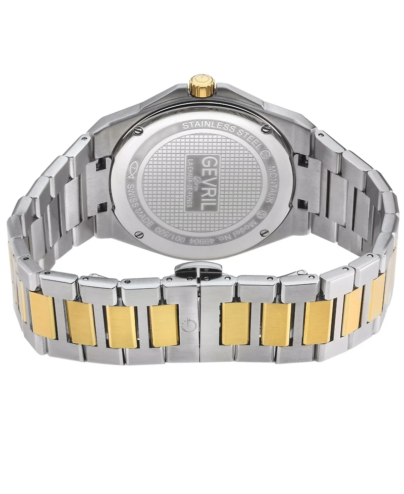 Gevril Men's Swiss Made Montauk Swiss Quartz Two tone Stainless Steel Bracelet Watch