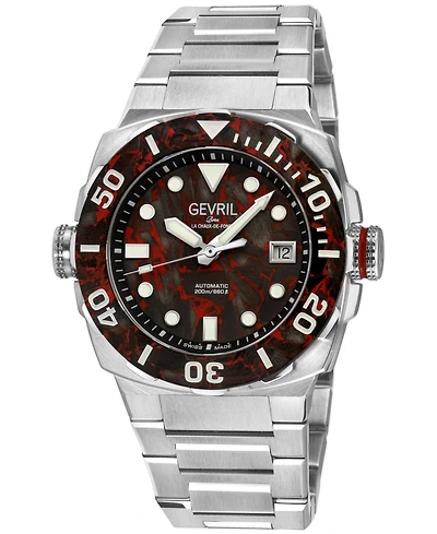 Gevril Men's Swiss Made Fortuna Swiss Automatic Silver Stainless Steel Bracelet Watch