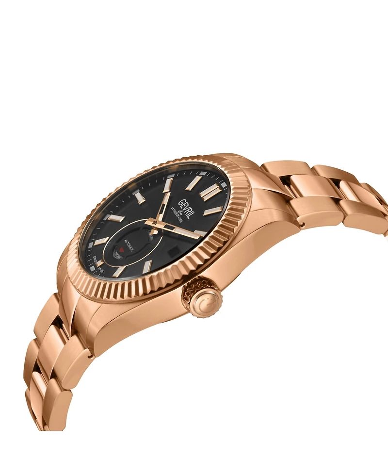 Gevril Men's Swiss Made West Village Swiss Automatic Ip Rose Stainless Steel Bracelet Watch