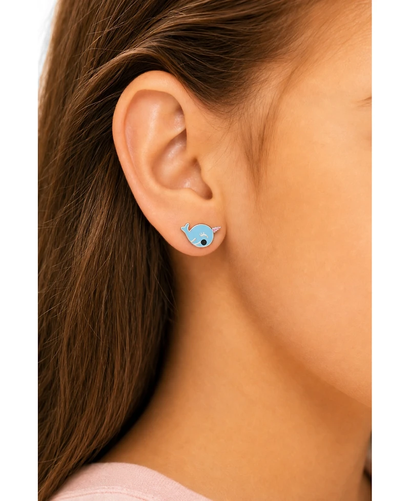 Chanteur Kids Narwhal Hypoallergenic Earrings for Girls with Surgical Titanium Screwbacks