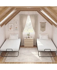 Sugift Twin Size Folding Rollaway Bed with 5-Inch Memory Foam Mattress and Metal Frame