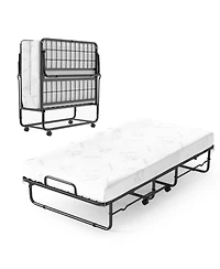 Sugift Twin Size Folding Rollaway Bed with 5-Inch Memory Foam Mattress and Metal Frame
