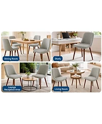 Gaomon Set of 2 Mid Century Modern Fabric Dining Chairs, High Back Upholstered Side Accent Chairs with Wood Legs for Kitchen Living Room Bedroom