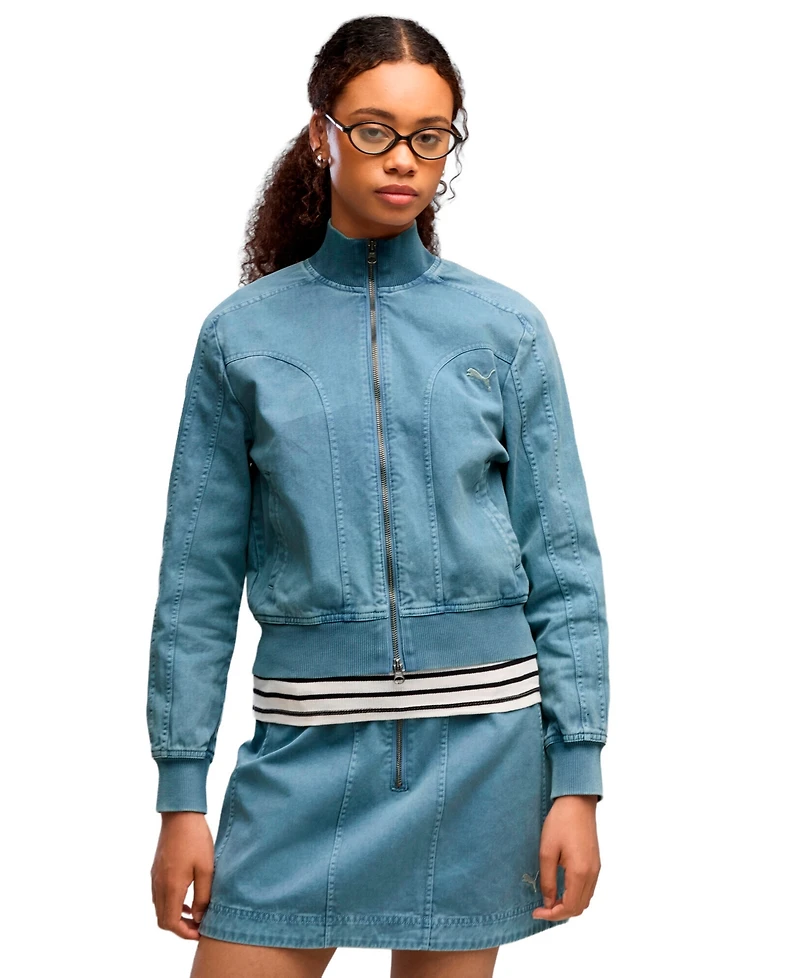Puma Women's Future Archive Washed-Twill Bomber Short Jacket