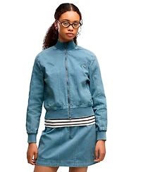 Puma Women's Future Archive Washed-Twill Bomber Short Jacket