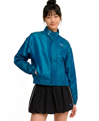 Puma Women's Pearlized Water-Resistant Woven Long-Sleeve Jacket