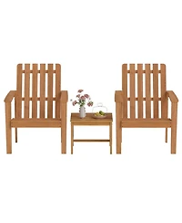 Sugift Square Acacia Wood Patio Side Table Set of 2 with Slatted Tabletop