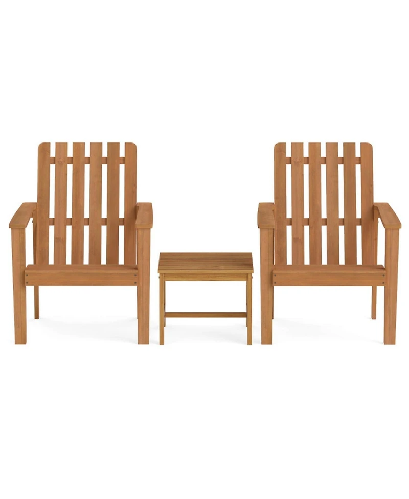 Sugift Square Acacia Wood Patio Side Table Set of 2 with Slatted Tabletop