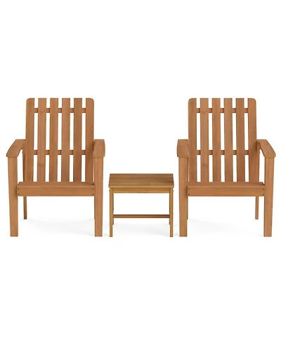 Sugift Square Acacia Wood Patio Side Table Set of 2 with Slatted Tabletop