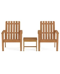 Sugift Square Acacia Wood Patio Side Table Set of 2 with Slatted Tabletop