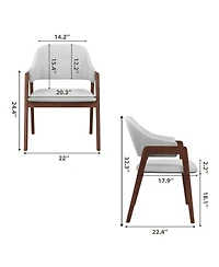 homfan Dining Chairs with Arms, Modern Upholstered Fabric Dining Chair, Sturdy Wood Chairs with Ergonomic Curved Backrest for Kitchen, Dining Room
