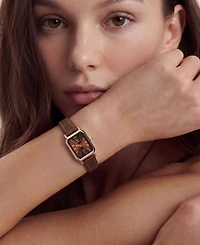 Adornia Women's Gold Lisbon Brown Leather Band and Brown Face Watch