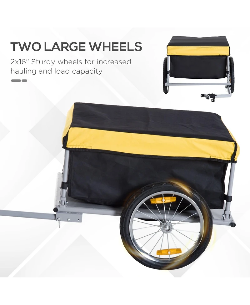 Mountaintop Bicycle Cargo Trailer, Yellow, Two-Wheel Bike Luggage Wagon with Removable Cover
