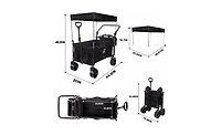 Mountaintop Collapsible Wagon with Removable Canopy,4" All-Terrain Brake Wheels, Adjustable Handles, Cooler Bag for Garden and Beach