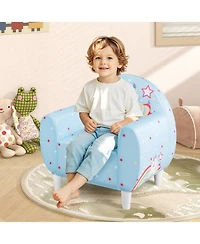 Sugift Kids Upholstered Armchair with Breathable Spandex Fabric and Wide Armrests