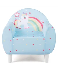 Sugift Kids Upholstered Armchair with Breathable Spandex Fabric and Wide Armrests