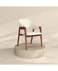 homfan Dining Chairs with Arms, Modern Upholstered Fabric Dining Chair, Sturdy Wood Chairs with Ergonomic Curved Backrest for Kitchen, Dining Room