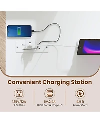 Sugift 43.5 inches Computer Desk with Charging Station and Ergonomic Monitor Stand