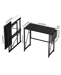 homfan 31.5 Folding Computer Desk with Storage Bag and Hook, Space-Saving Gaming Table