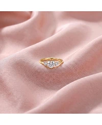 Sterling Silver Heart and Round Clear Cubic Zirconia's Three-Stone "I Love You" Ring
