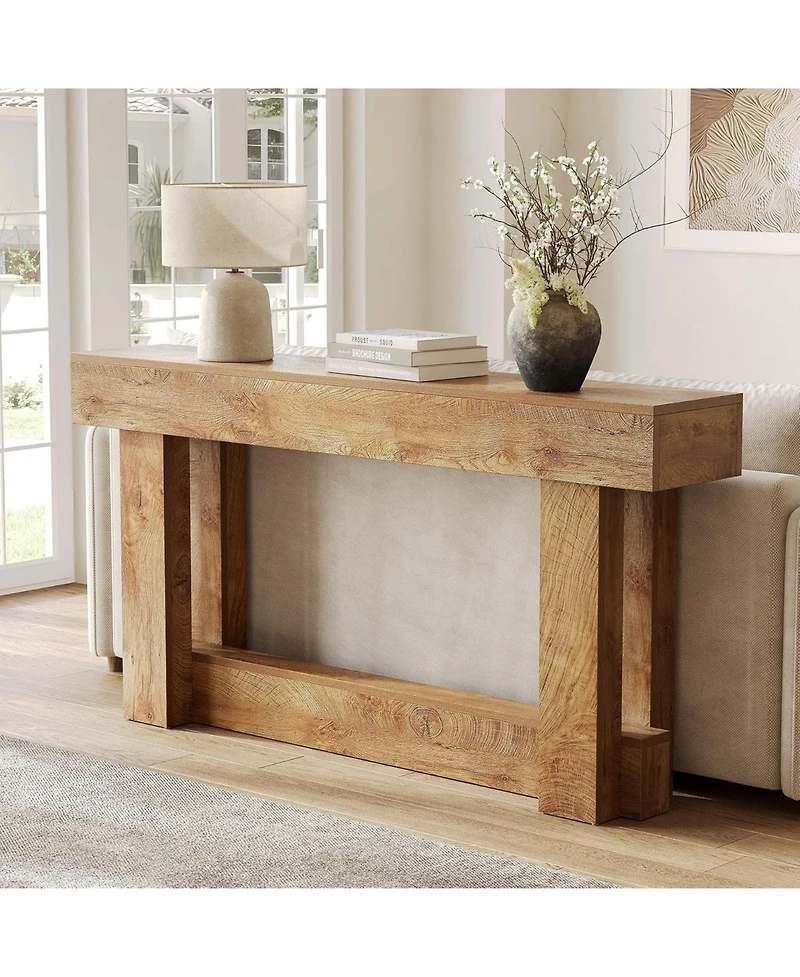 Tribesigns 63" Farmhouse Console Table with 2-Tier Storage