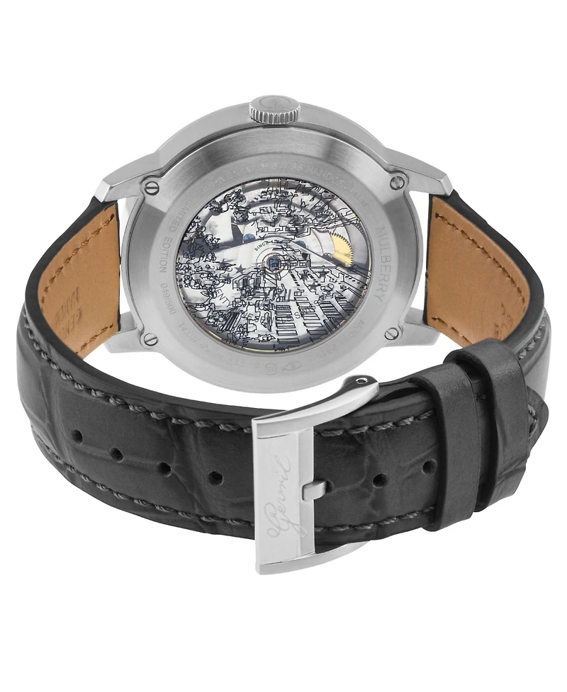 Gevril Men's Swiss Made Mulberry Swiss Automatic Italian Leather Strap Watch