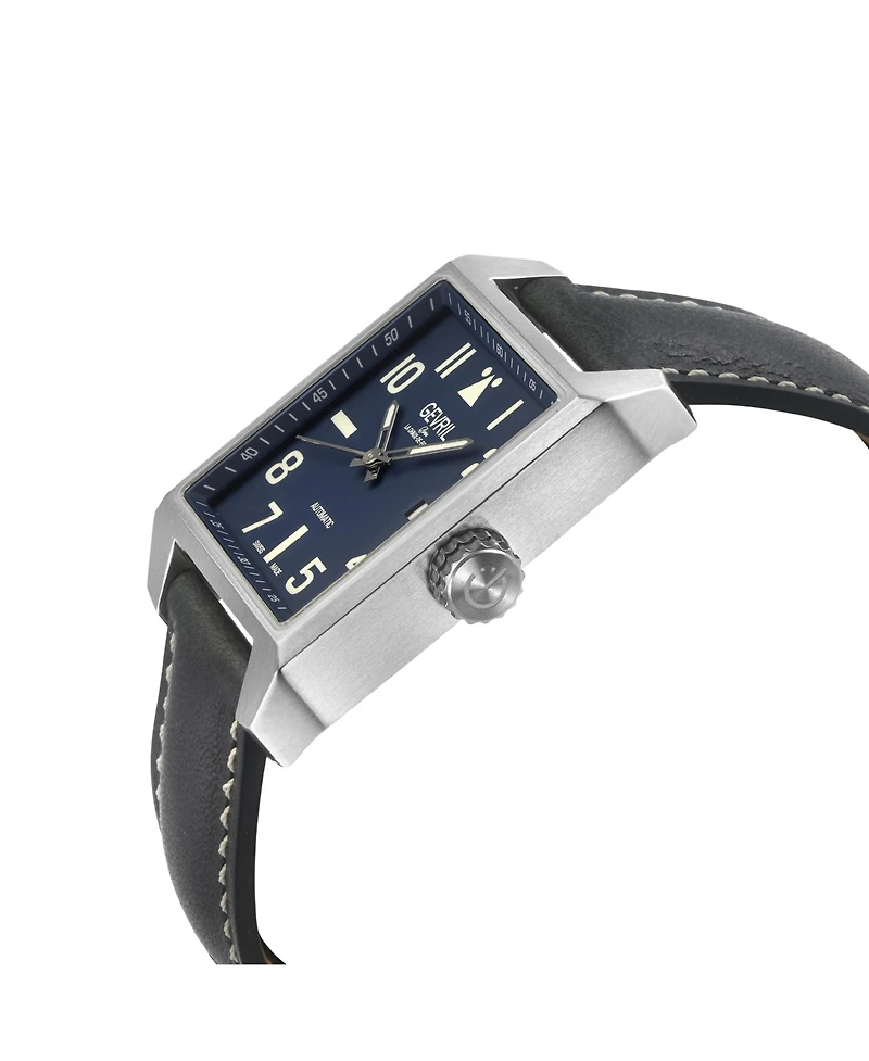Gevril Men's Swiss Made Herald Square Swiss Automatic Italian Leather Strap Watch