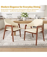 homfan Set of 6 Dining Chairs with Arms, Modern Upholstered Fabric Seats, Sturdy Wood Frame & Ergonomic Curved Backrest