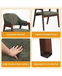 homfan Set of 6 Upholstered Dining Chairs with Arms, Curved Backrest, Sturdy Wood Frame, Modern Fabric Seating for Kitchen & Dining Room
