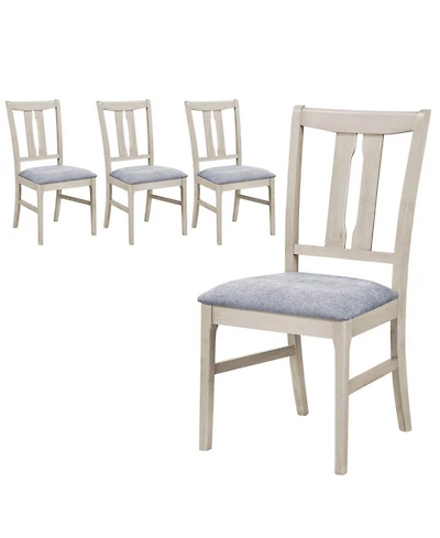 Sugift Wooden Upholstered Dining Chairs Set of 4 with High Curved