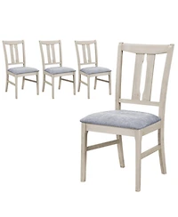 Sugift Wooden Upholstered Dining Chairs Set of 4 with High Curved