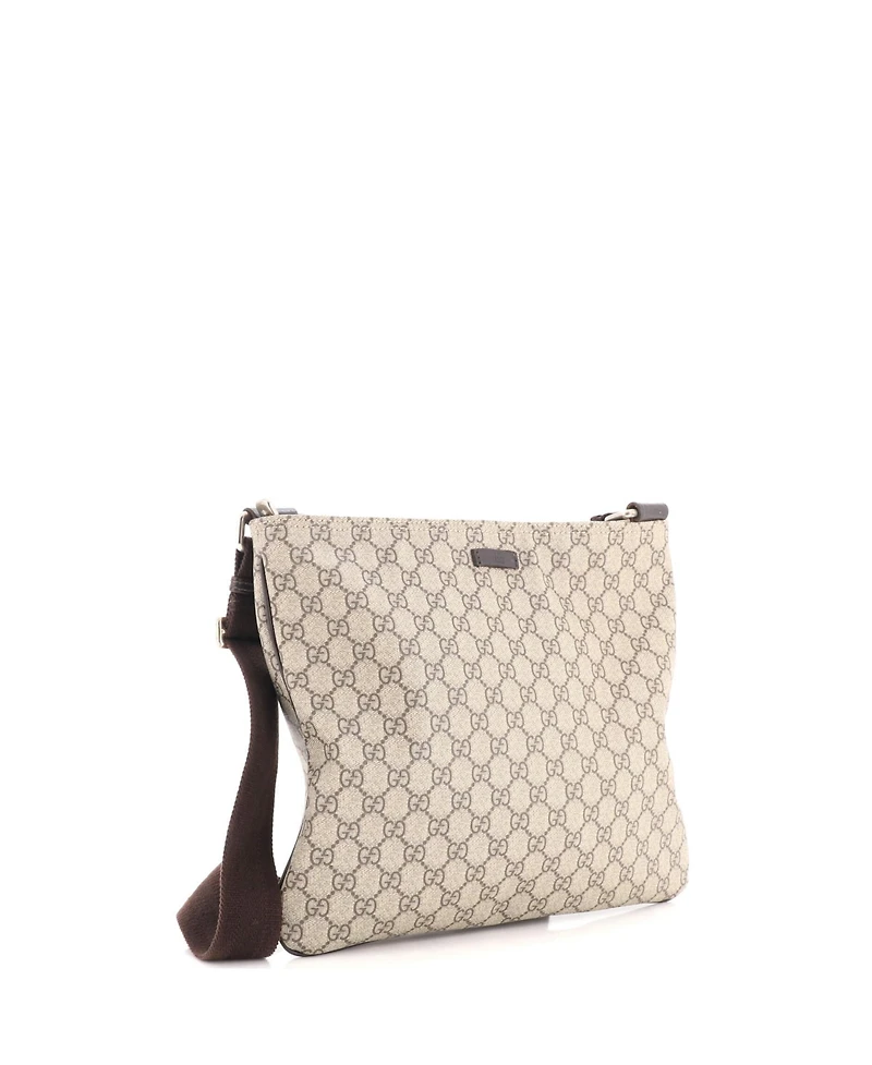Pre-Owned Gucci Large Zip Top Messenger Bag Gg Coated Canvas