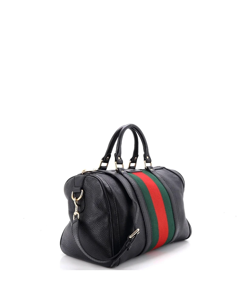 Pre-Owned Gucci Medium Vintage Web Boston Bag Leather