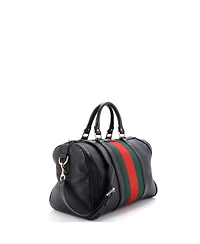 Pre-Owned Gucci Medium Vintage Web Boston Bag Leather