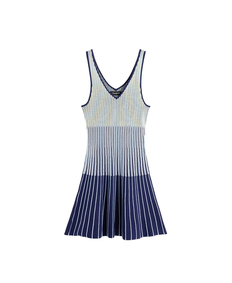 Desigual Women's Fit & Flare Striped Sleeveless Sweater Dress