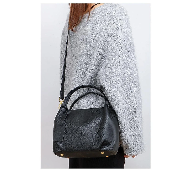Susu Vale Genuine Leather Slouchy Satchel Bag for Women, Soft Top Handle Shoulder Purse, Everyday Crossbody Handbag with Adjustable Strap