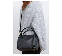 Susu Vale Genuine Leather Slouchy Satchel Bag for Women, Soft Top Handle Shoulder Purse, Everyday Crossbody Handbag with Adjustable Strap