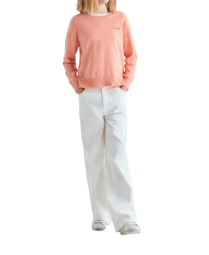 Scalpers Women's Crew Neck Long Sleeve Cotton Sweater