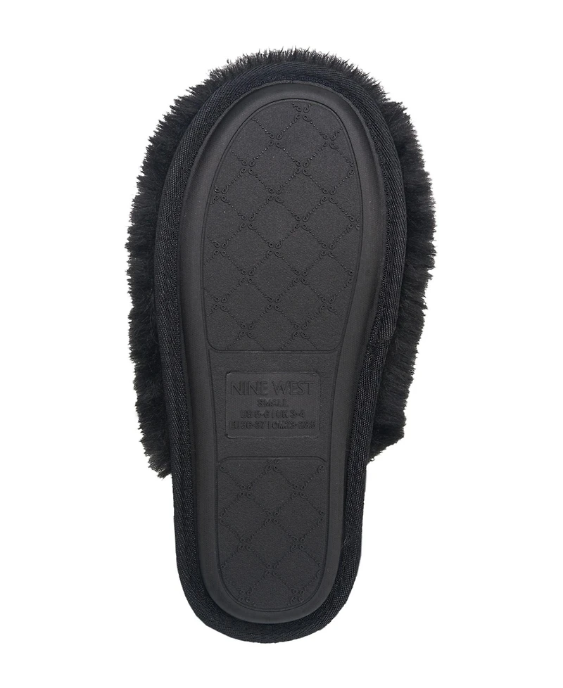 Nine West Women's Faux Fur Closed Scuff Slipper